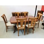 QUALITY MODERN G PLAN EXTENDING DINING TABLE COMPLETE WITH SET OF 6 CREAM UPHOLSTERED DINING CHAIRS