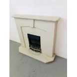 MODERN CREAM FINISH FIRE SURROUND WITH DIMPLEX ELECTRIC FIRE INSET - SOLD AS SEEN