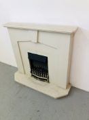 MODERN CREAM FINISH FIRE SURROUND WITH DIMPLEX ELECTRIC FIRE INSET - SOLD AS SEEN