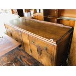 OAK FINISH SIDEBOARD TWO DRAWER, THREE DOOR STANDING ON BULBOUS LEG, LENGTH 60 INCH, HEIGHT 37 INCH,