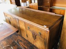 OAK FINISH SIDEBOARD TWO DRAWER, THREE DOOR STANDING ON BULBOUS LEG, LENGTH 60 INCH, HEIGHT 37 INCH,