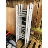 A SIX SECTION ALUMINIUM SURVEYORS LADDER AND A FOLDING DECORATING TABLE
