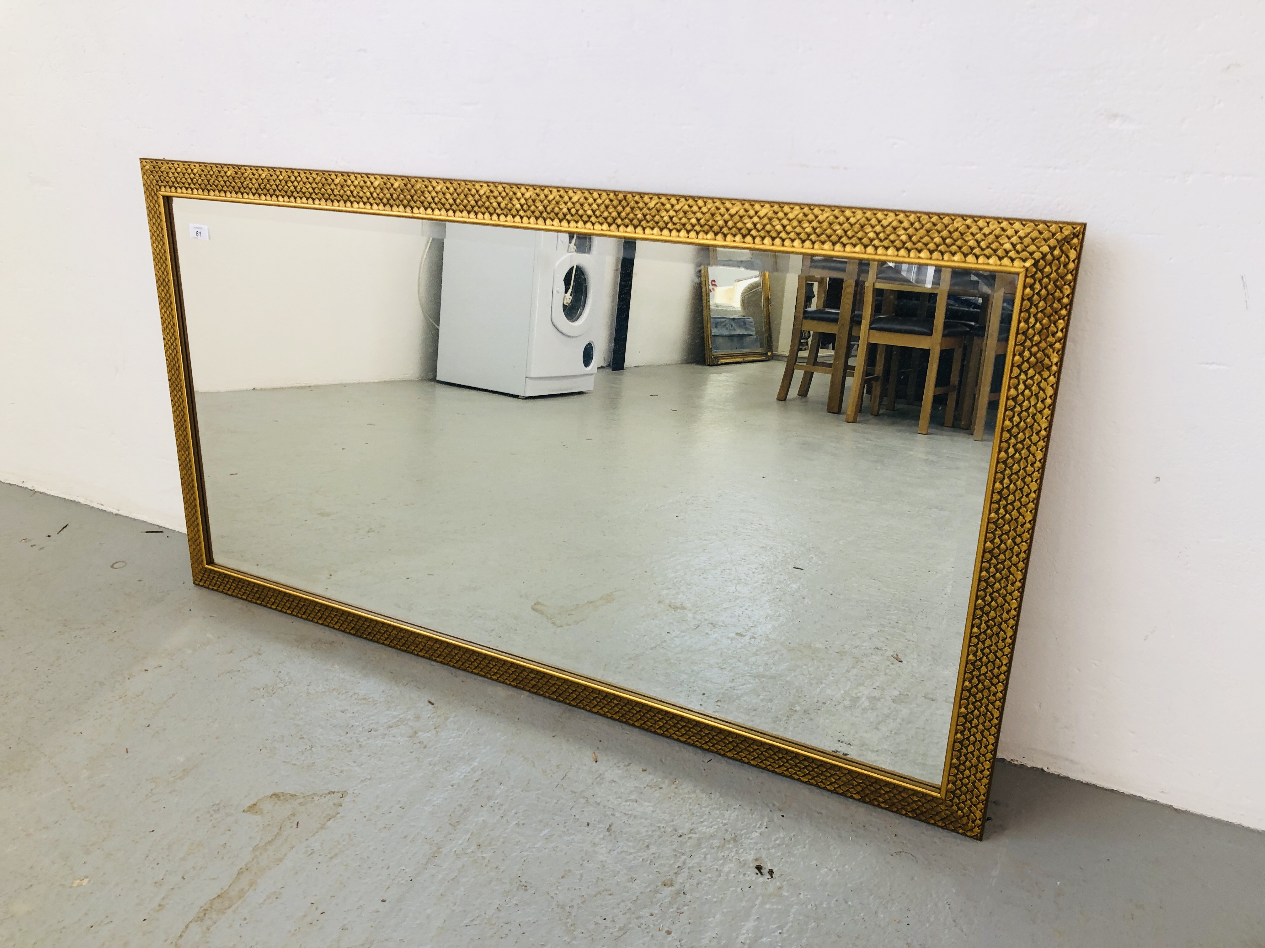 RECTANGLE GOLD FINISH WALL MIRROR WITH BEVELLED GLASS - Image 2 of 3