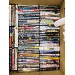 2 X BOXES CONTAINING AN EXTENSIVE COLLECTION OF DVD'S APPROXIMATELY 180 TITLES