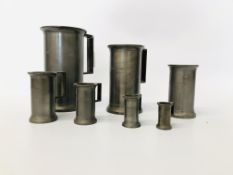 SET OF 7 PEWTER GRADUATED MEASURES