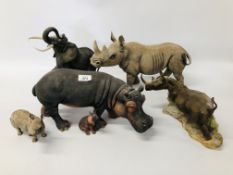 COLLECTION OF 5 HIPPO,