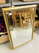 MODERN GILT FINISH WALL MIRROR WITH BEVELLED GLASS