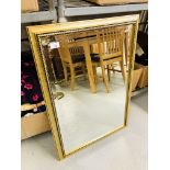 MODERN GILT FINISH WALL MIRROR WITH BEVELLED GLASS