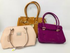 3 X DESIGNER HANDBAGS MARKED TED BAKER, TIGNANELLO,