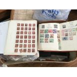 SUITCASE WITH FAMILY STAMP COLLECTION IN ALBUMS AND LOOSE