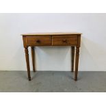 HONEY PINE TWO DRAWER HALL TABLE