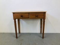 HONEY PINE TWO DRAWER HALL TABLE