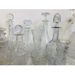 COLLECTION OF GOOD QUALITY CUT GLASS DECANTERS,