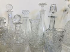 COLLECTION OF GOOD QUALITY CUT GLASS DECANTERS,