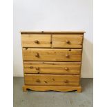WAXED PINE TWO OVER 3 DRAWER CHEST