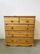 WAXED PINE TWO OVER 3 DRAWER CHEST