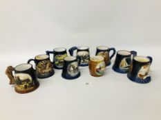 9 X GREAT YARMOUTH POTTERY MUGS RELATING TO LOWESTOFT + DUNWICH LOST CITY