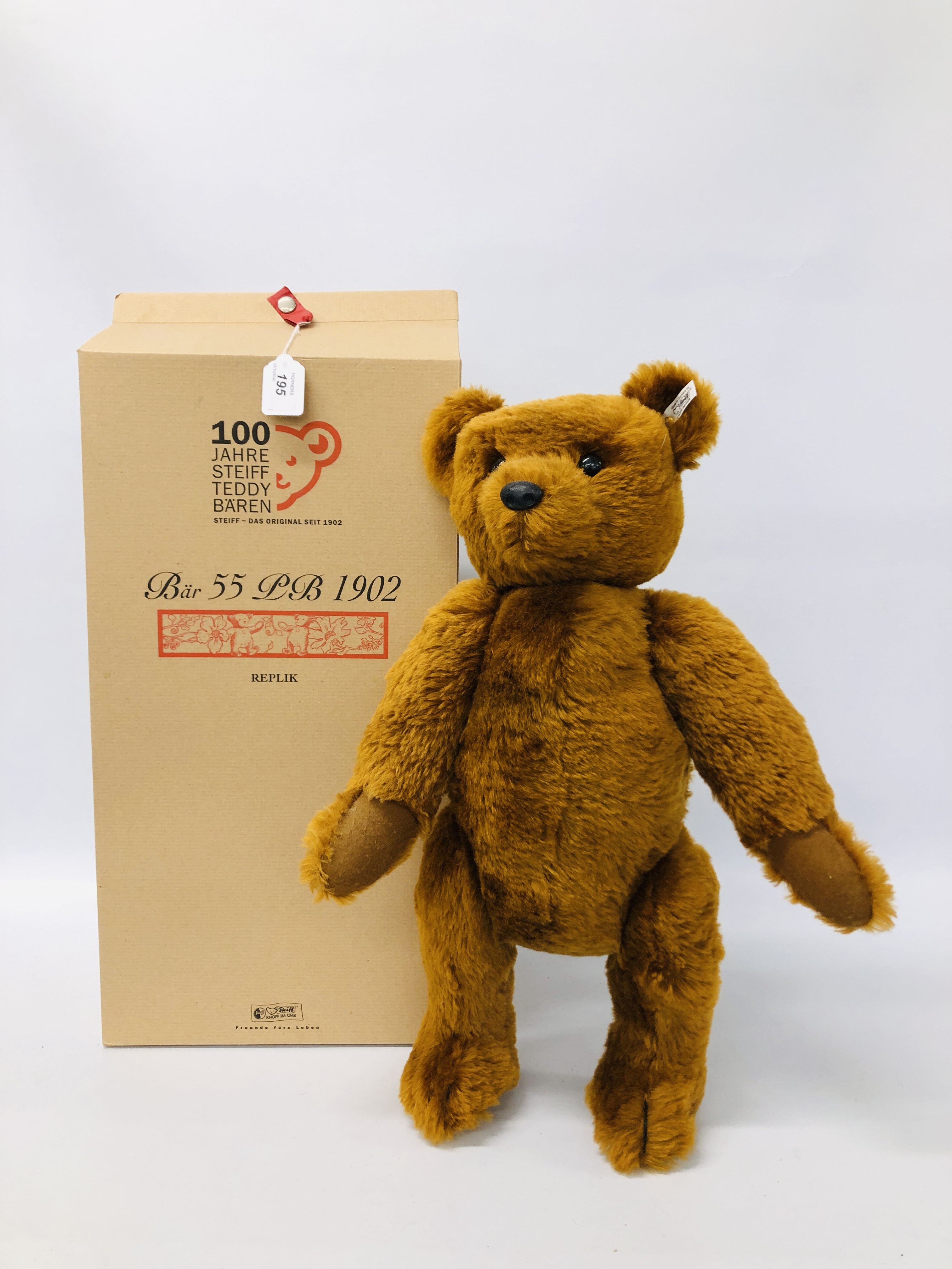 100 YEAR STEIFF TEDDY BEAR 404009 BOXED WITH ORIGINAL CERTIFICATES