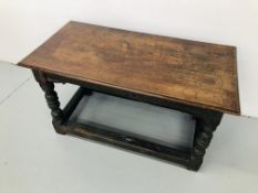 CARVED OAK SIDE TABLE AND LOW LEVEL CARVED OAK SIDE TABLE