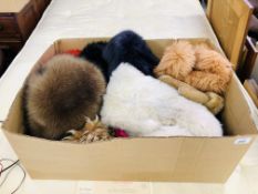 BOX OF DESIGNER BRANDED RUSSIAN FUR STYLE HATS TO INCLUDE FRANK USHER,