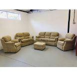 A FIVE PIECE G PLAN FAIR UPHOLSTERED LOUNGE SUITE COMPRISING OF 3 SEATER, TWO SEATER,