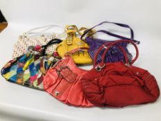 6 X DESIGNER HANDBAGS MARKED KATHY (2 UNMARKED) OF VARIOUS COLOURS & DESIGN