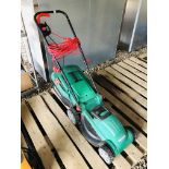 A QUALCAST ELECTRIC LAWNMOWER WITH GRASS COLLECTION BOX