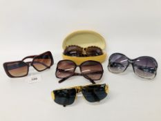 5 X PAIRS OF DESIGNER SUNGLASSES MARKED "STING", JBK ETC.