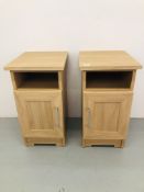 PAIR OF MODERN LIMED FINISH SINGLE DOOR BEDSIDE CABINETS