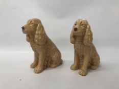 TWO LARGE SYLVAC SPANIEL DOG ORNAMENTS,