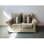 MODERN 2 SEATER CREAM UPHOLSTERED SOFA