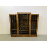 ART DECO WALNUT FINISH DISPLAY CABINET WITH GLAZED DOORS (KEY WITH AUCTIONEER)