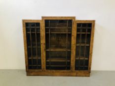 ART DECO WALNUT FINISH DISPLAY CABINET WITH GLAZED DOORS (KEY WITH AUCTIONEER)