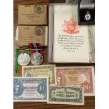 WW2 DEFENCE AND WAR MEDALS IN BOXES OF ISSUE WITH CERTIFICATES, ALSO VETERANS BADGE,
