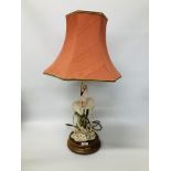 "FLORENCE" FLAMINGO FIGURED TABLE LAMP & CORAL SHADE - SOLD AS SEEN