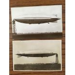 TWO POSTCARDS SHOWING R100 AND R101 AIRSHIPS