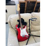 CRAFTER CRUISER ELECTRIC GUITAR WITH STAND AND STRAP - SOLD AS SEEN