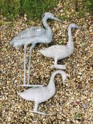 (R) METAL GARDEN STORK AND TWO GEESE