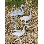 (R) METAL GARDEN STORK AND TWO GEESE