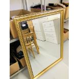 LARGE MODERN GILT FRAMED MIRROR WITH BEVELLED GLASS