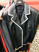 3 DESIGNER BRANDED LADIES LEATHER JACKETS TO INCLUDE ALISON LEWY RED LEATHER,