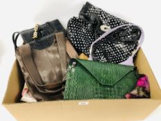 BOX OF DESIGNER HANDBAGS MARKED JOHN ROCHA, PAVERS,