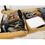 2 BOXES CONTAINING MAINLY AS NEW GENTS FOOTWEAR TO INCLUDE CLARKES, FLUID, LIVERGY, KARRIMOR, ETC.