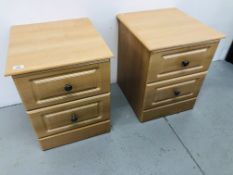 A PAIR OF MODERN THREE DRAWER LIMED FINISH BEDSIDE CHESTS