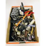 A SHOE BOX FULL OF MODERN FASHION WRIST WATCHES SOME A/F CONDITION