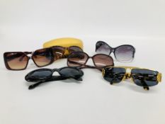 6 X PAIRS OF DESIGNER SUNGLASSES MARKED "STING", JBK, GIANNI VERSACE ETC.