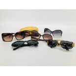 6 X PAIRS OF DESIGNER SUNGLASSES MARKED "STING", JBK, GIANNI VERSACE ETC.