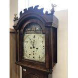 A MAHOGANY LONG CASED CLOCK. THE PAINTED DIAL BEARING MAKERS NAME CRAKE.