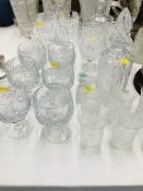 COLLECTION OF GOOD QUALITY CUT GLASS DRINKING GLASSES & VARIOUS DECANTERS TO INCLUDE WATERFORD ETC