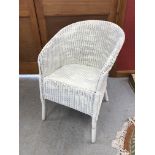 WHITE PAINTED LLOYD LOOM BEDROOM CHAIR